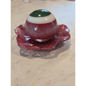 Handmade Resin Bowl And Ball Red White Green Glitter Decoration Gift 671